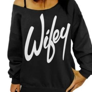NIP Women's Wifey loose letter printing casual long-sleeved Sweatshirts